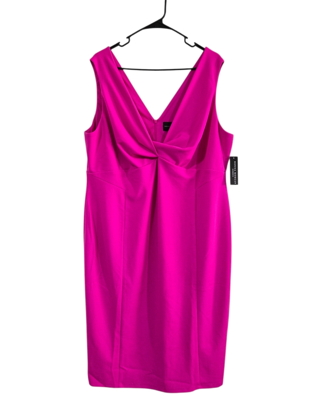 Donna Morgan Twist-Front Knee Length Dress Scuba Crepe Sleeveless Pink 20W New